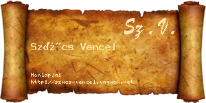 Szűcs Vencel névjegykártya
