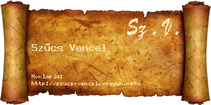 Szűcs Vencel névjegykártya